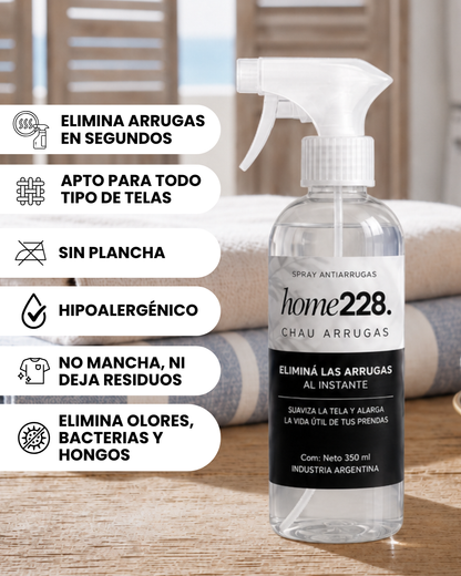 CHAU ARRUGAS — Spray alisador · ropa lisa en segundos.