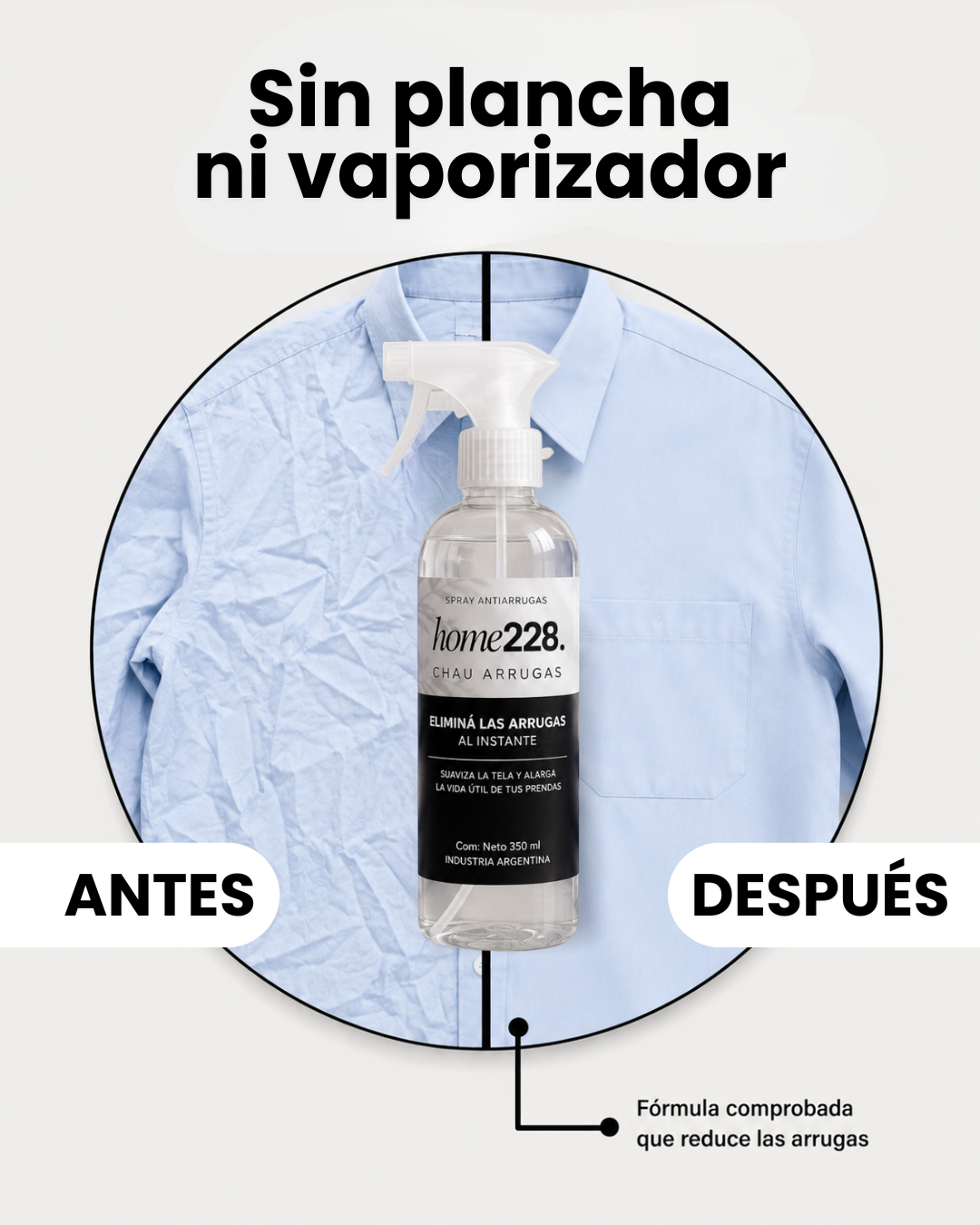 CHAU ARRUGAS — Spray alisador · ropa lisa en segundos.