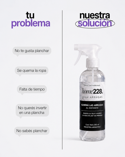 CHAU ARRUGAS — Spray alisador · ropa lisa en segundos.