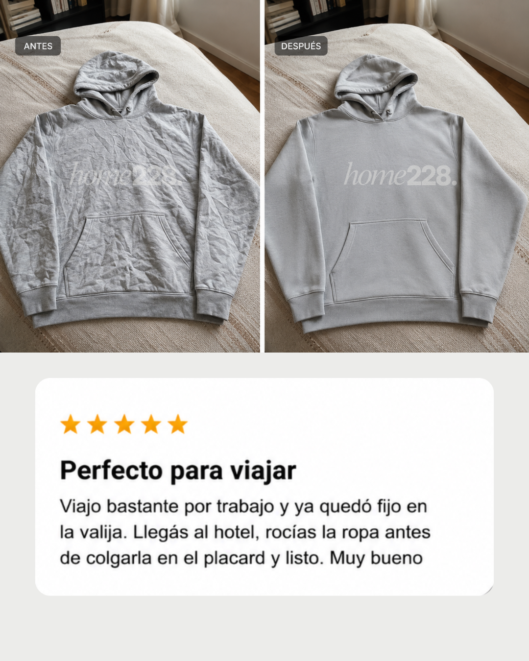 CHAU ARRUGAS — Spray alisador · ropa lisa en segundos.